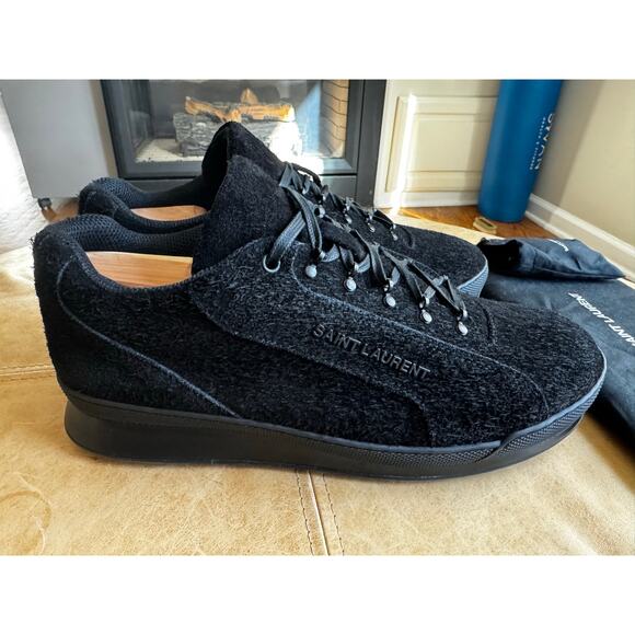 $795 Saint Laurent Men\'s Black Suede Jump Sneaker With Logo size 12 main image 8